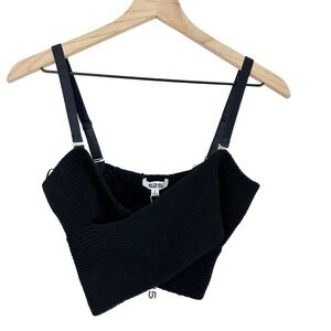 NWT 525‎ Born In Bklyn Crisscross Knit Convertible Bandeau Top Black Size Small